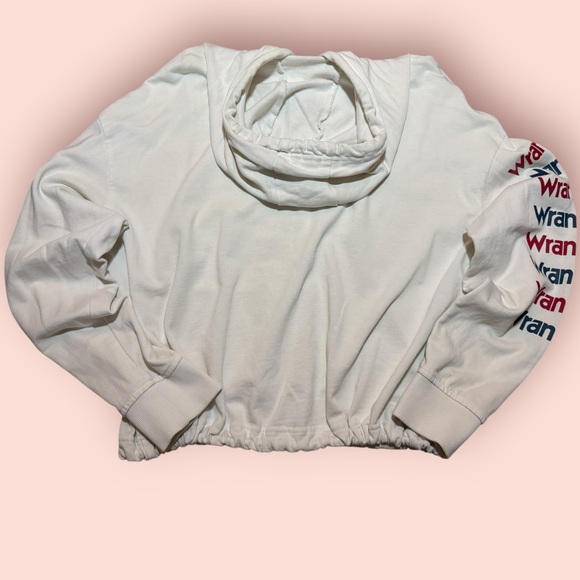 Wrangler White Hoodie with Red and Blue Sleeve Design - Picture 2 of 8